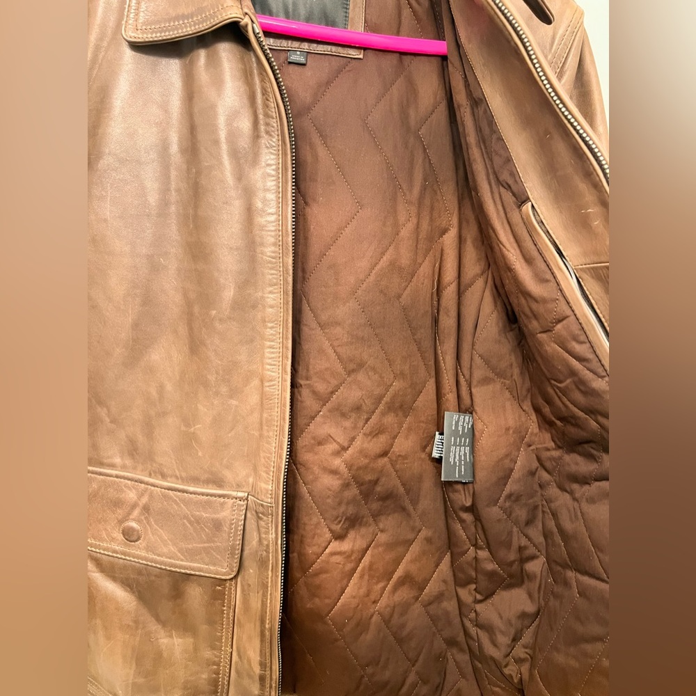 Marc New York mens size small, chocolate brown leather three-quarter jacket - Picture 6 of 7